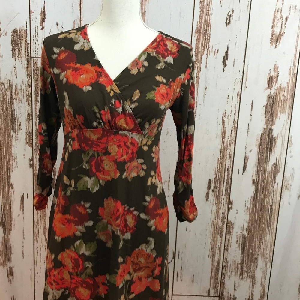 J Jill Floral Dress XS Spring Summer Roses Floral